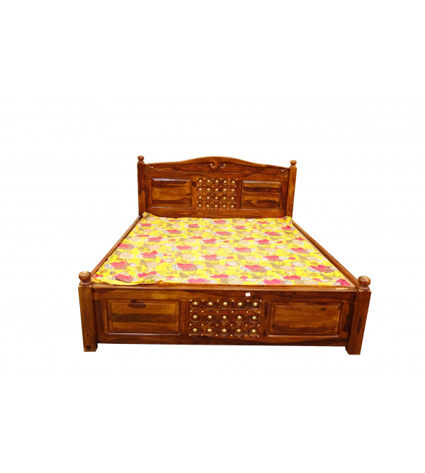 Teak Wood Bakhra Bed With Box