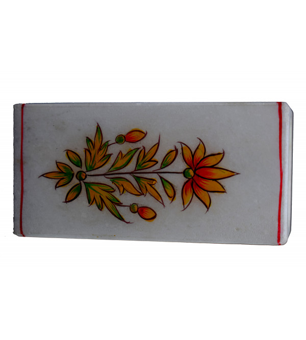 Marble Pen Stand With Semi Precious Stone Inlay Work Size 2x4 Inch