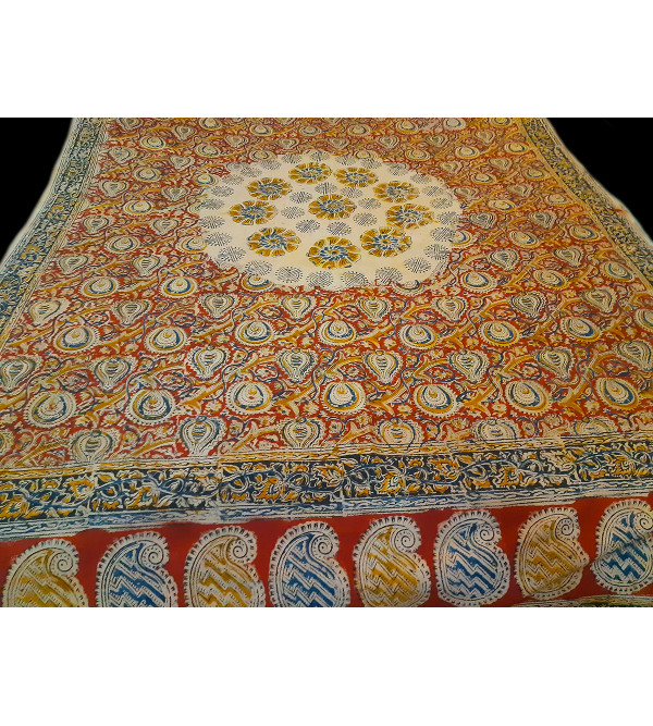 Cotton Kalamkari Block Printed Table Cover Size 36x36 Inch
