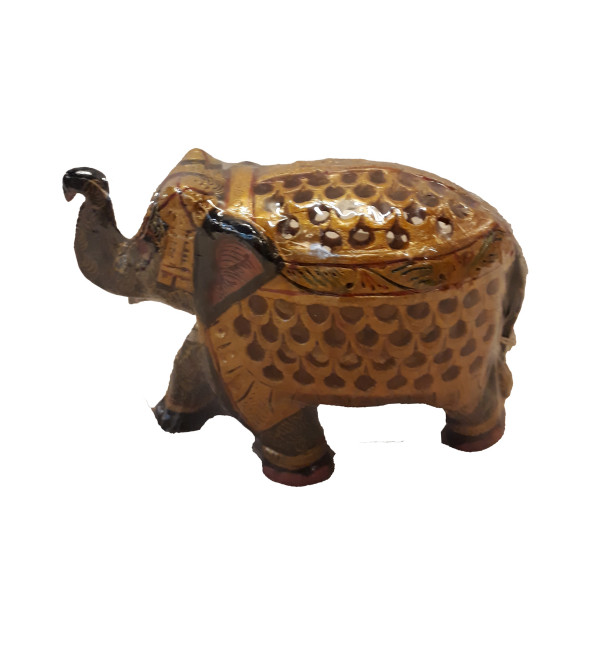 Kadamba Wood Handcrafted Carved Elephant with Undercut Design