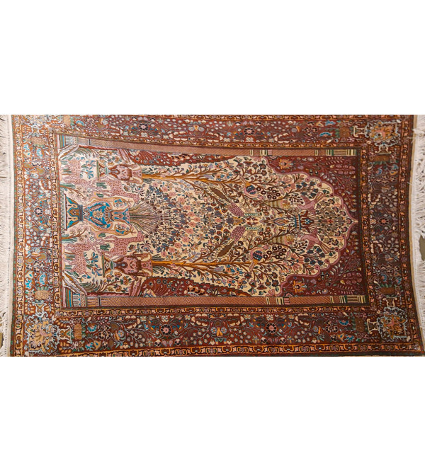 Kashmir Carpet Hand-knotted Silk x Silk Size 4ftx6ft