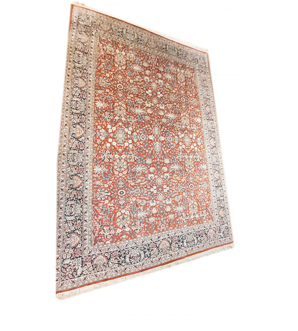 Kashmir Carpet Hand-knotted Silk x Cotton Size 6ftx9ft