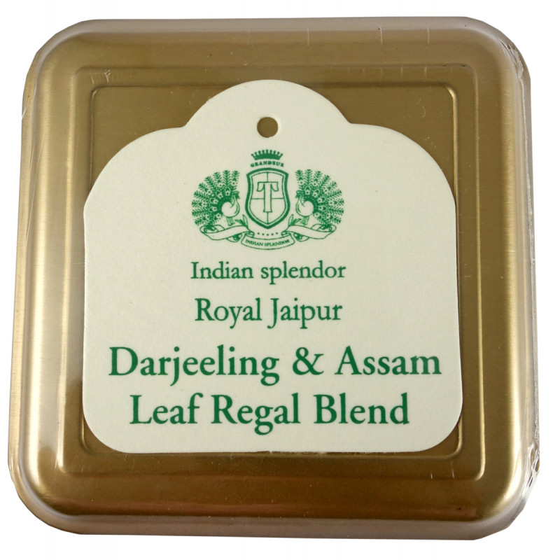 DARJEELING AND ASSAM LEAF REGAL BLEND TEA 125 GM ASSORTED METAL CADDY