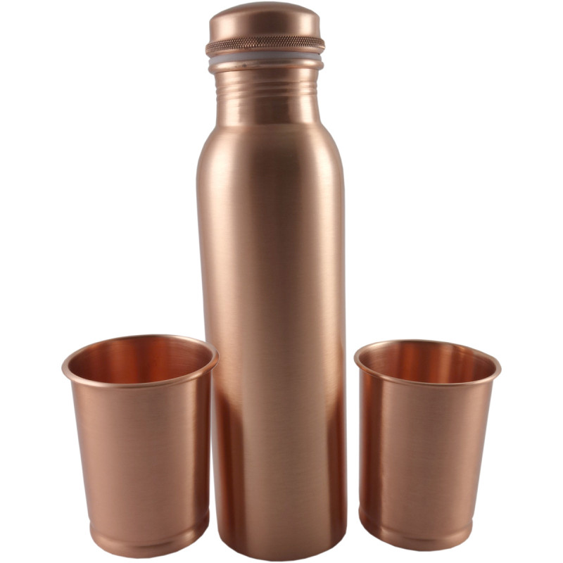 HANDICRAFT COPPER BOTTLE GLASS 3 PC SET