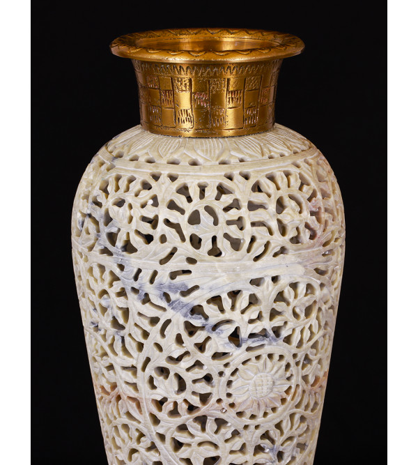 Soap Stone Vase 25 Cm with Brass 