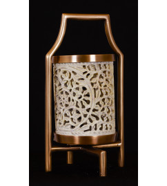 Soap Stone T Light Holder 21 Cm with Brass 
