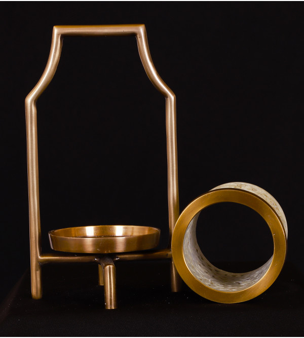 Soap Stone T Light Holder 21 Cm with Brass 