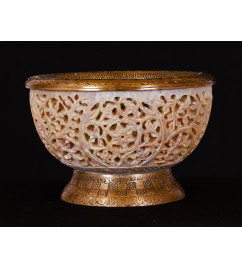 Handicraft Soap Stone Jali Work Bowl 8 Inch