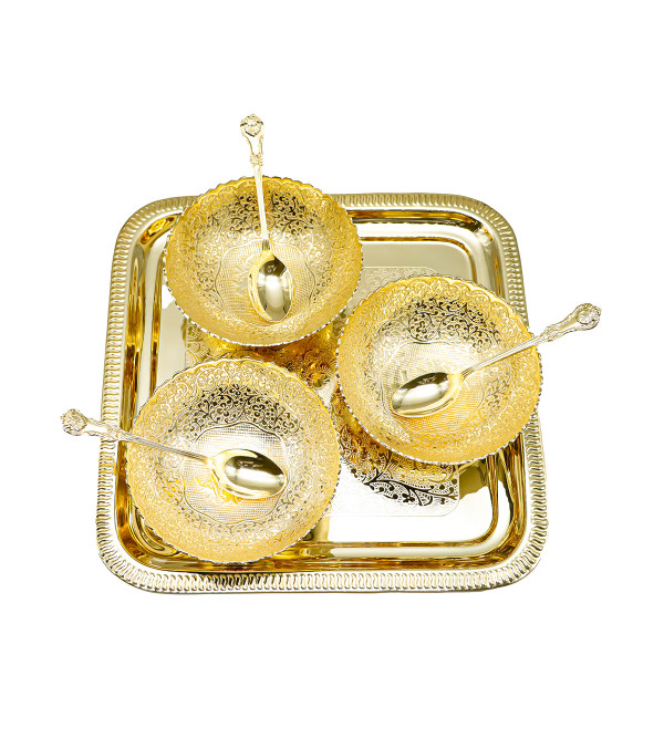 Brass Bowl 7 Pc Set Gold Plated 