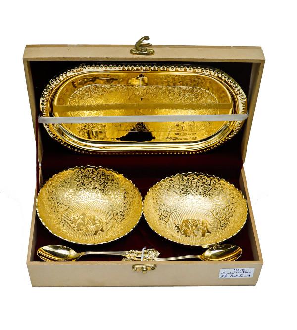 Brass Gold Plated 5 Pc Bowl Set 