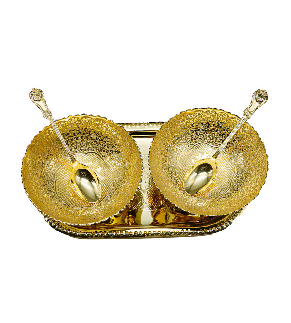 Brass Gold Plated 5 Pc Bowl Set 