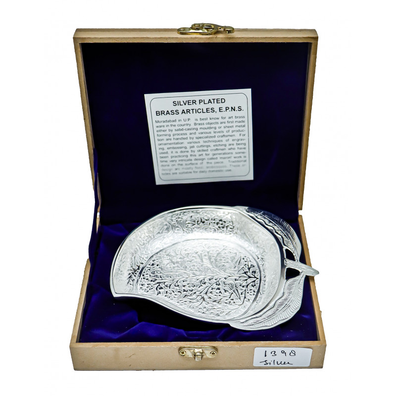 Silver Plated Bowl With Mango Leaf Shape – 1 Piece (7 Inch)