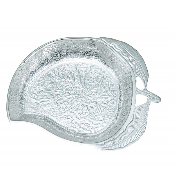 Silver Plated Bowl With Mango Leaf Shape – 1 Piece (7 Inch)