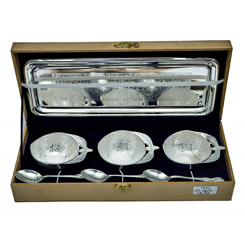 Silver Plated Apple Shape  Bowl 7 Pc Set 