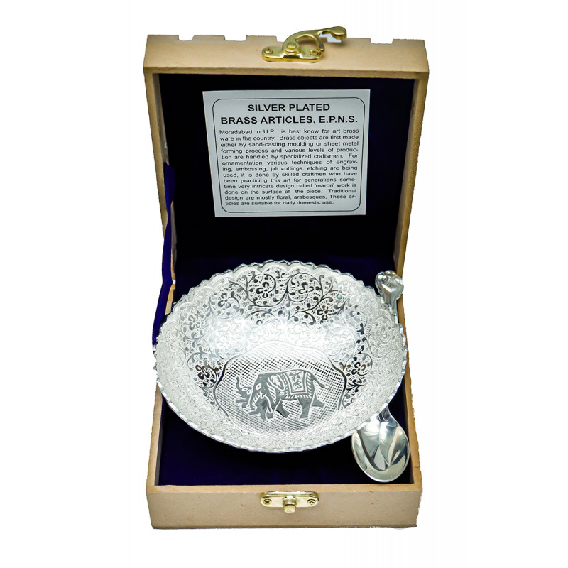 Silver Plated Bowl with Spoon – 2 PCS Set