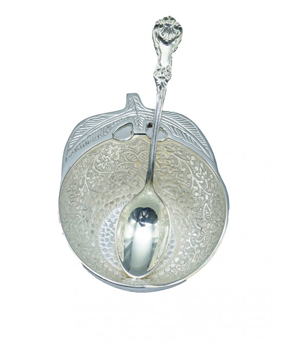 Silver Plated Apple Shape Bowl with Spoon – 2 PCS Set
