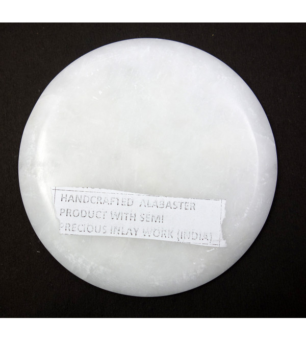Handicraft Marble Coaster With Semi Precious Stone Inlay Work Size 3x5 Inch