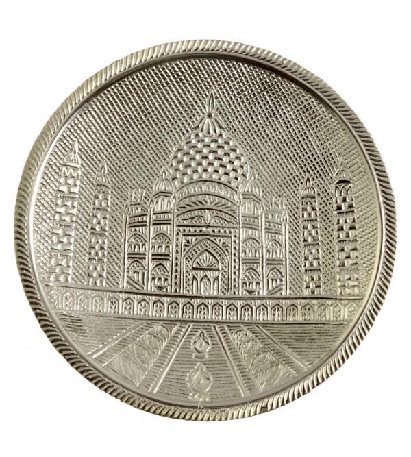 Handicrafted Brass Wall Silver Pate Taj Designs 6 Inch 