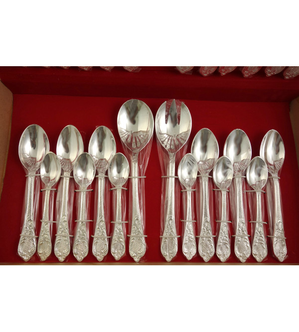 CUTLERY SET BRASS SILVER PLATED 27 PCS