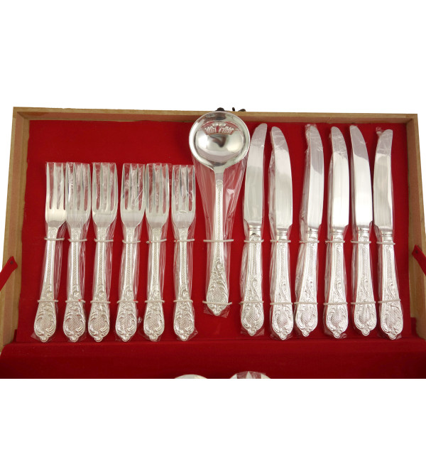 CUTLERY SET BRASS SILVER PLATED 27 PCS