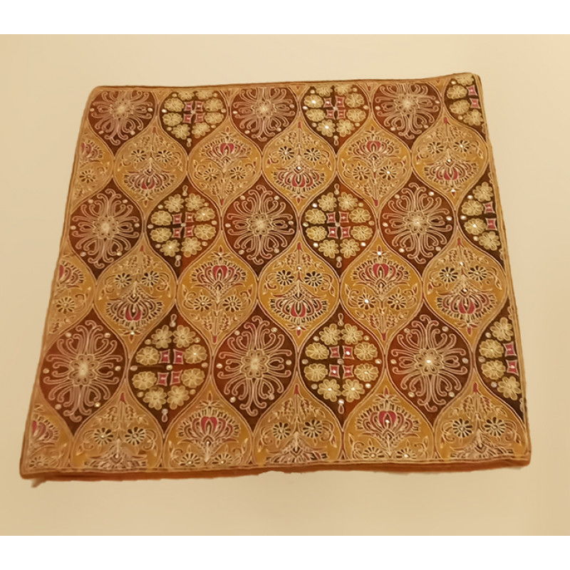 16X16 INCH BLOCK PRINTED HAND EMB CUSHION COVER