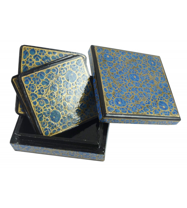 Paper Mache Coaster Set – Square (7 Pieces) (Assorted Colours & Design)