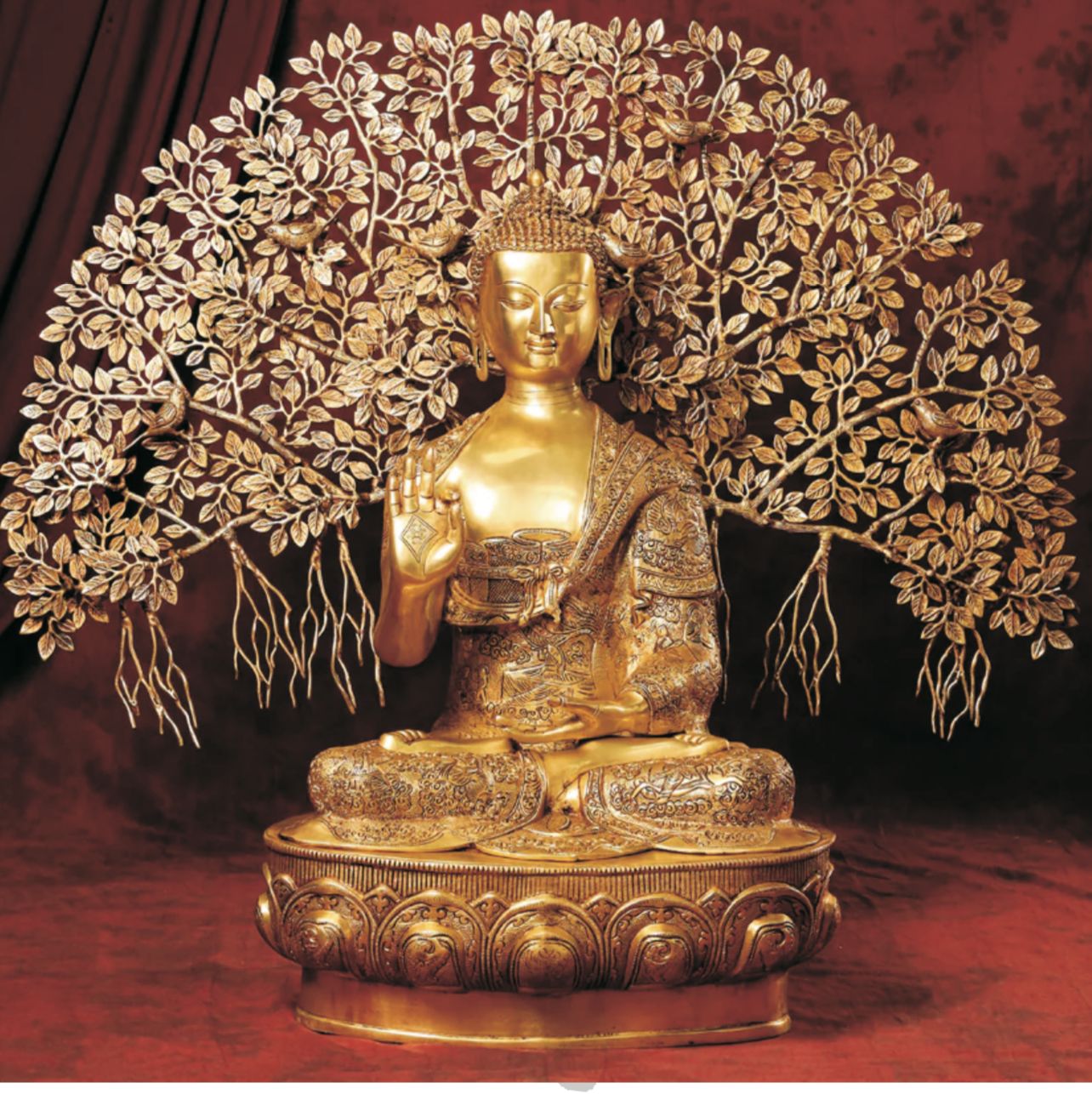 Brass Buddha with Tree Piece Rate 46 Inch 