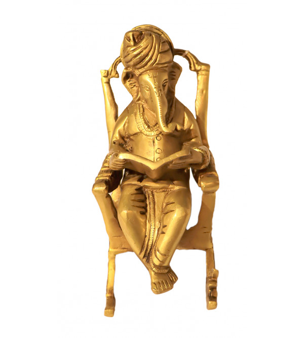 Brass Ganesh on Chair Fine 6.5  Inch 1.75kg