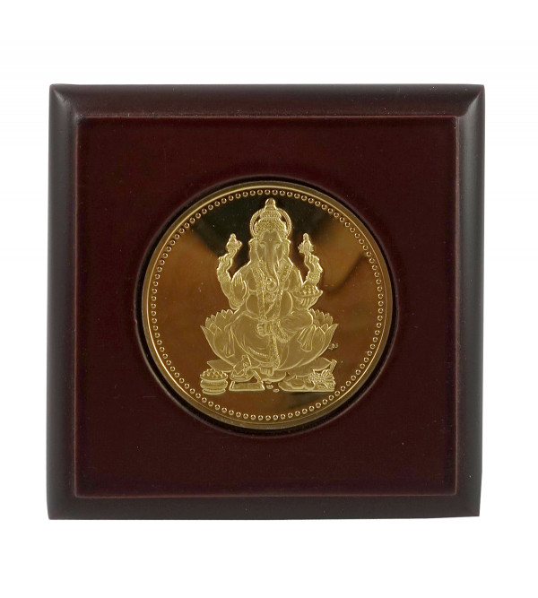  Handicrafts Brass Gold Plated Memento Lord Ganesh 2.5X2.5 Inch 