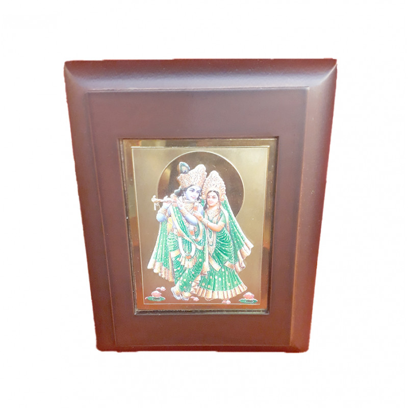  Handicrafts Brass Gold Plated Memento Radhakrishnan 3.75X4.75 Inch