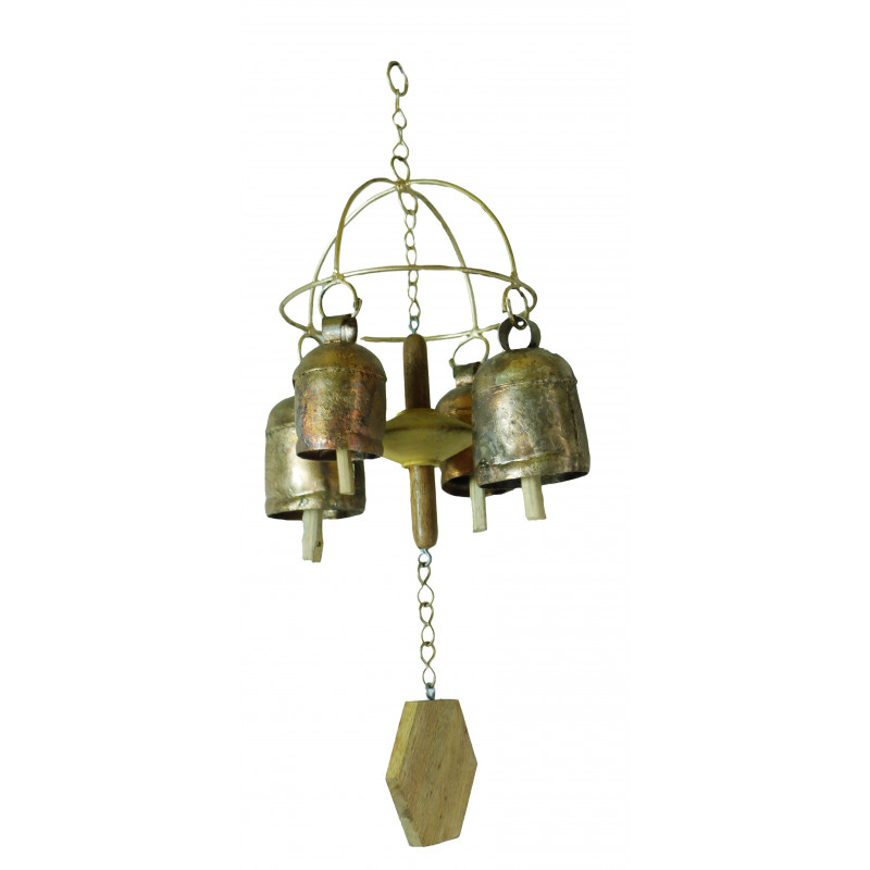 Iron Bell Jhumar Copperbrass with Wood