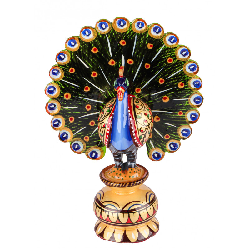 Peacock Painted Kadamwood Size-6 Inch 