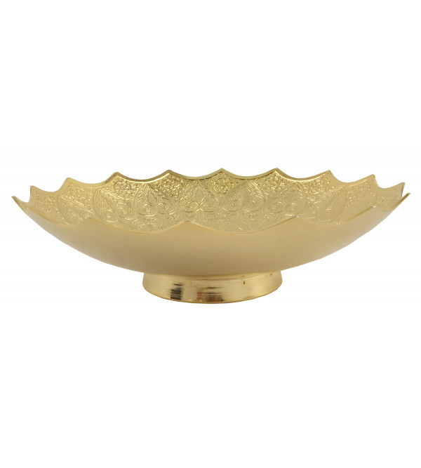 HANDICRAFT BOWL BRASS GOLD PLATED 7.5 INCH 