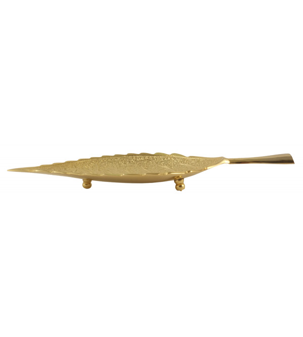 HANDICRAFT Leaf Brass Gold Plated 10 INCH