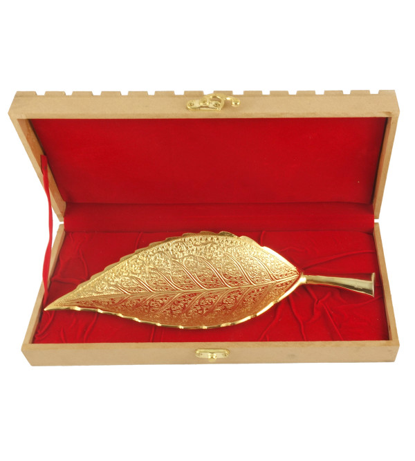 HANDICRAFT Leaf Brass Gold Plated 10 INCH