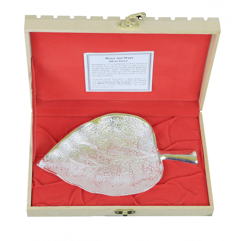 Leaf Peepal Dish Vbox Silver Plated Size 8 Inch  