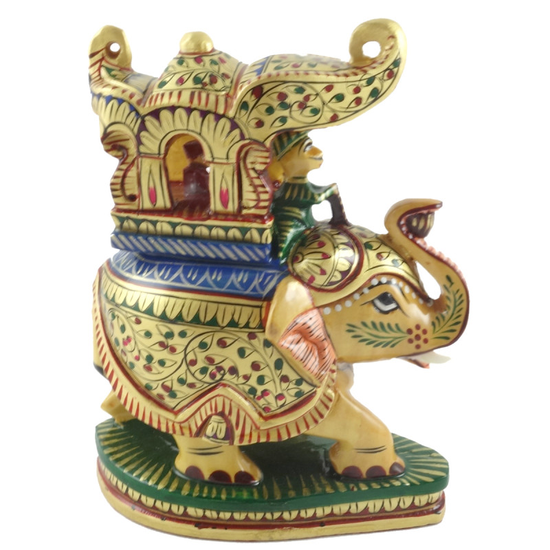 HANDICRAFT AMBARI PAINTED KADAM WOOD 6 INCH