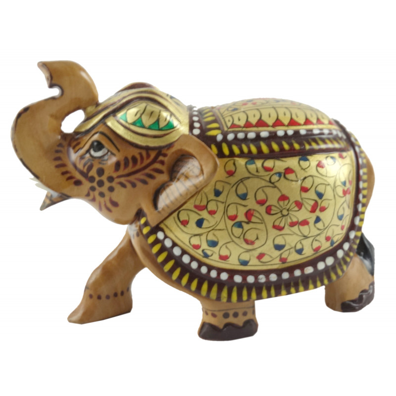 HANDICRAFT ELEPHANT PAINTED SALAMIDAR KADAM WOOD 3 INCH