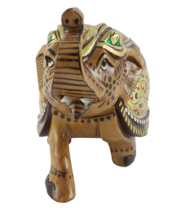 HANDICRAFT ELEPHANT PAINTED SALAMIDAR KADAM WOOD 3 INCH