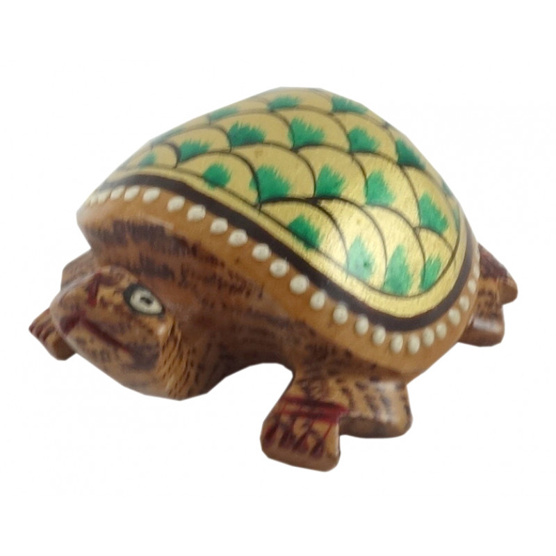 HANDICRAFT TORTOISE PAINTED KADAM WOOD 2 INCH