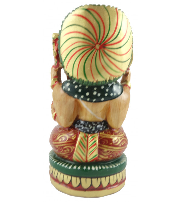 HANDICRAFT GANESH OPEN PAINTED KADAM WOOD 4 INCH 