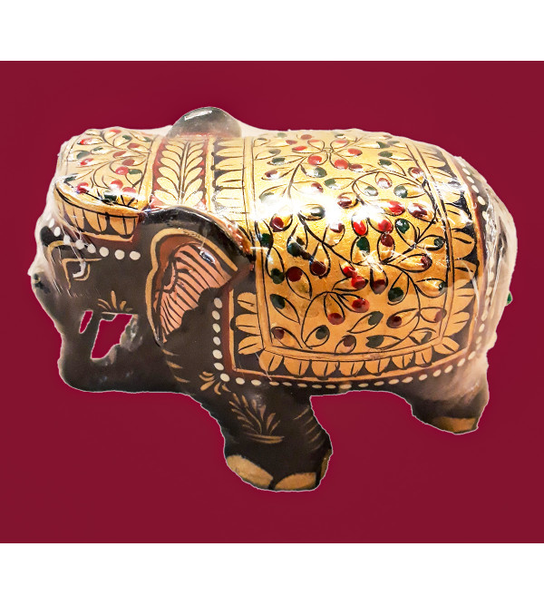 Kadamba wood Handcrafted and Hand painted Elephant with Patha Design