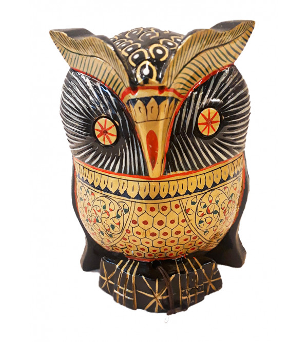 KADAM PAINTED WOOD OWL  5 INCH