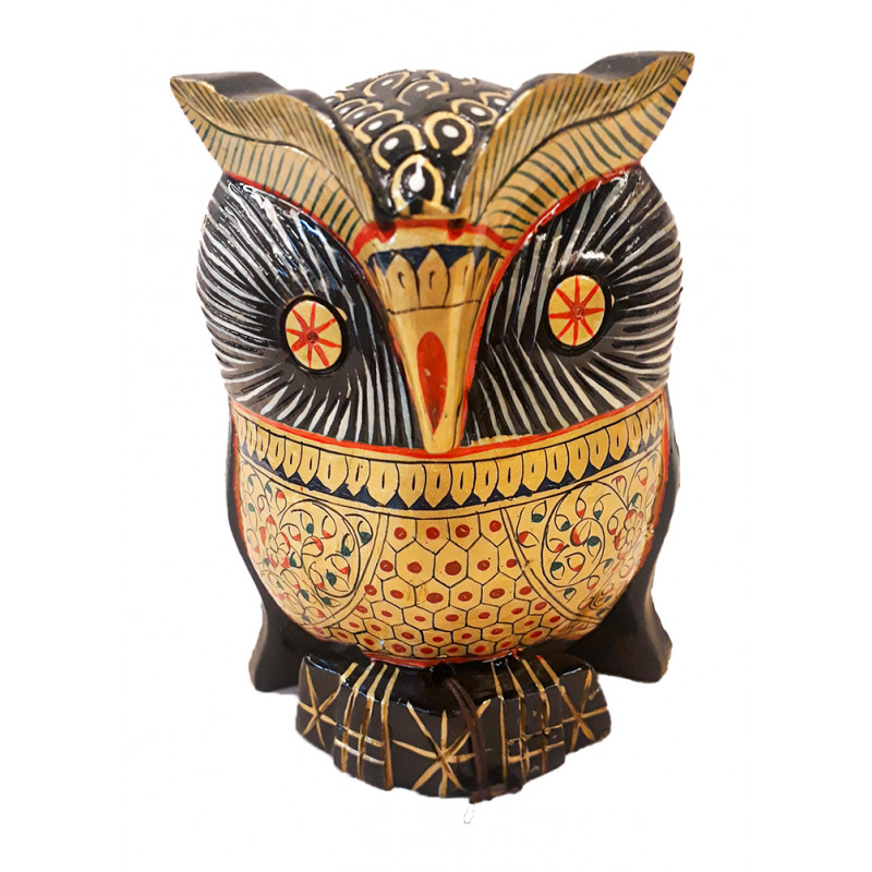 KADAM PAINTED WOOD OWL  5 INCH