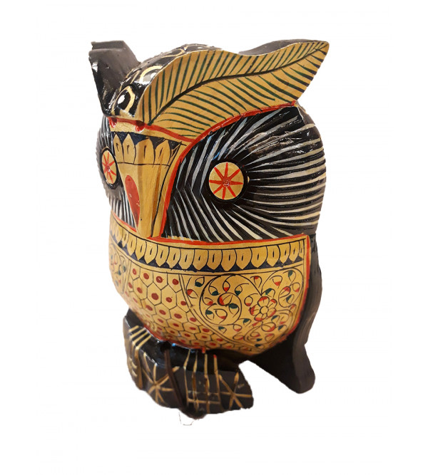 KADAM PAINTED WOOD OWL  5 INCH