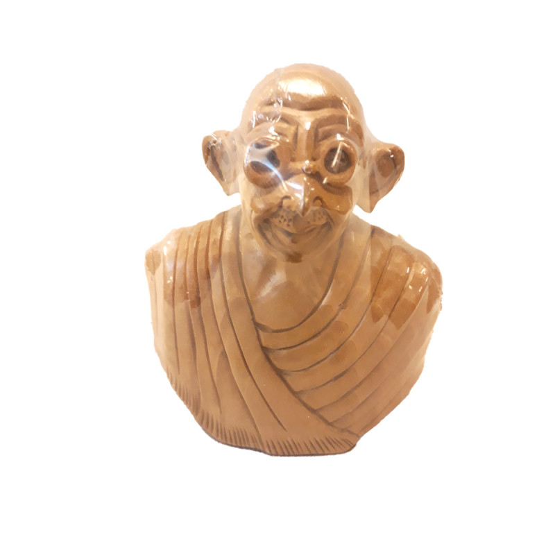 Kadamba Wood Handcrafted Carved Bust Of Mahatma Gandhi