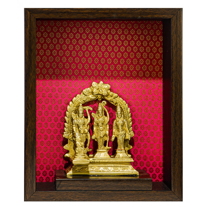 BRASS RAM DARBAR IN TEMPLE FRAMED KFS-054 Size 10.5 X 8 X 2 Inch