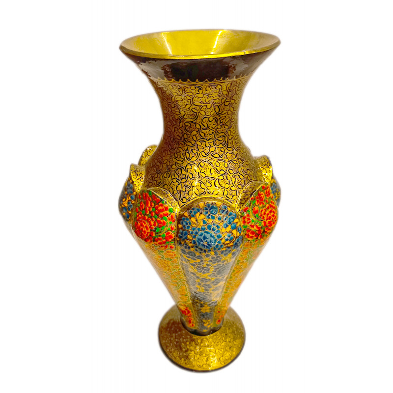Papier Mache Handcrafted Flower Vase with Brass Lining