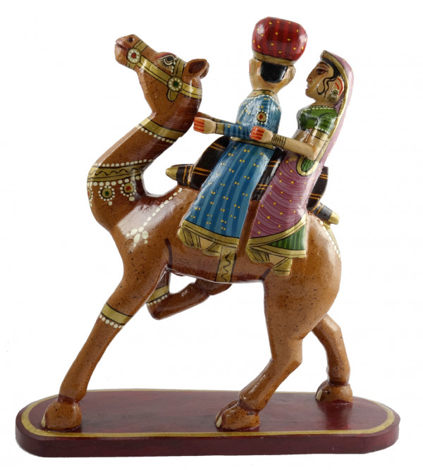 HANDICRAFT WOODEN CAMEL PAINTING 10 INCH 