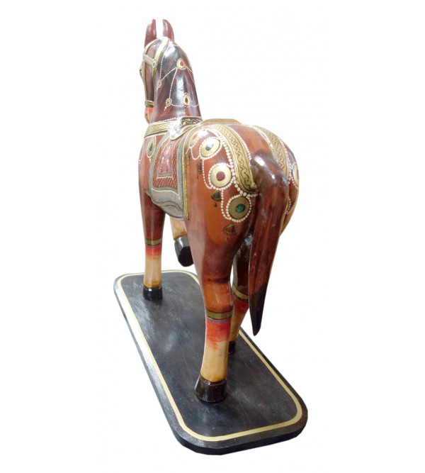 HORSE WOODEN PAINTED 24 INCH MANGO WOOD 
